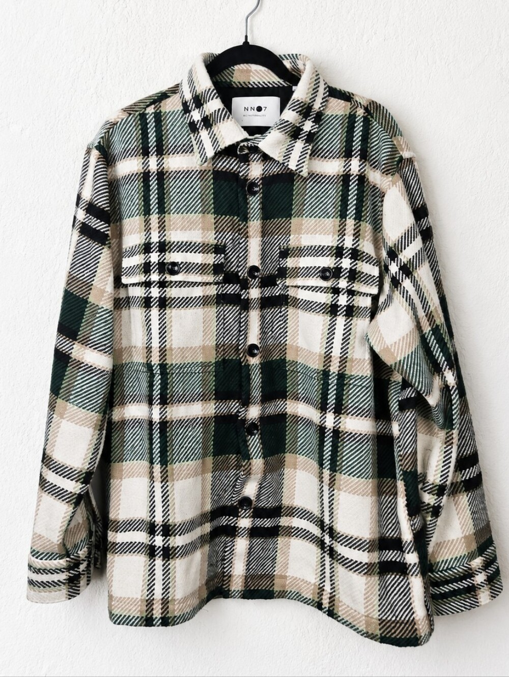 NN07 Soren Check Overshirt XXL Plaid Shacket Green Cream Shirt Jacket